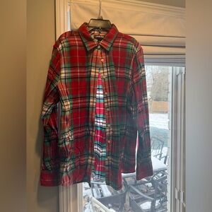 Red and Green Plaid womens Shirt lands end size 14